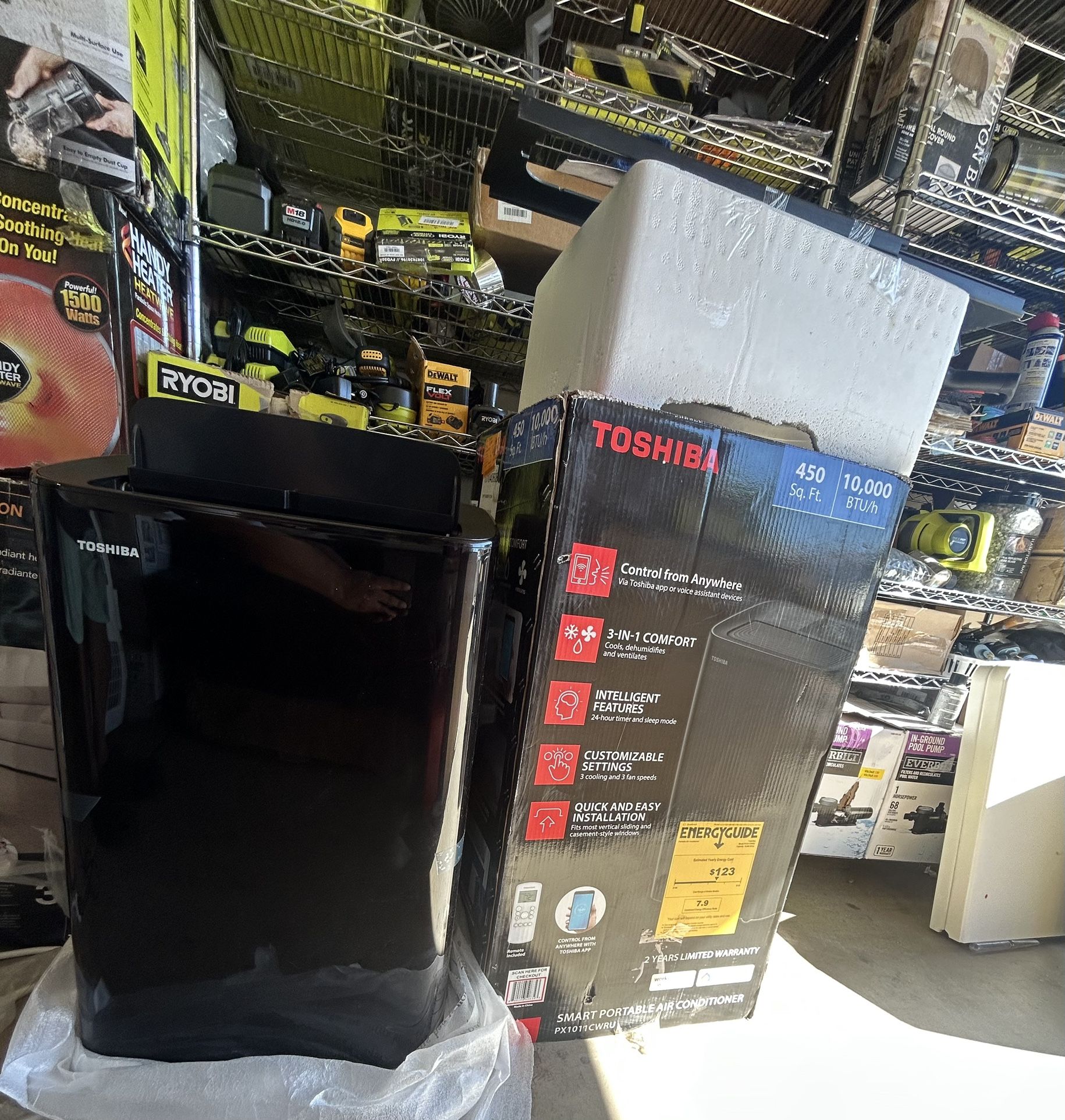 Toshiba 10,000 (DOE) BTU 115-Volt Smart Wi-Fi Portable Air Conditioner up to 450 sq. ft. Cools and Dehumidifies