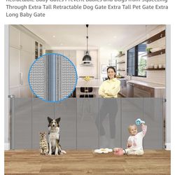 Heelababy Safety Baby Pet Gate Grey 42x159 Retractable Extra Tall NEW IN BOX