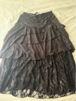 thorn and fable black flowy maxi skirt size medium