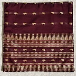 Silk Embroidered Elephant Pillow Covers Thailand Set Of 2