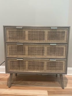 Solid wood drawer/console with wicker drawer design