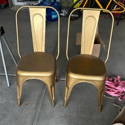 New matte gold metal chairs set of two