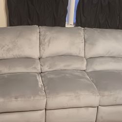 Beautiful Velvet Gray Recliner  Couch