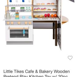 Little Tikes Cafe & Bakery Wooden Pretend Play Kitchen 