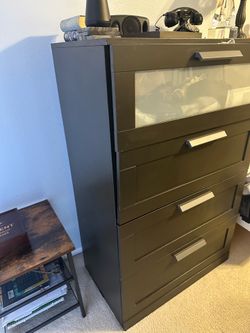 IKEA BRIMNES 4-Drawer Dresser – Black/Brown, Frosted Glass