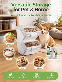 3 Pack Dog Food Storage Container, 40 Lbs Dog Food Bin with Scoop Moisture Proof Dry Dog Food Container for Cat Treats, Rice, Flour & Baking Supplies,