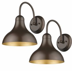 Outdoor Barn Wall Lights – 2 Pack, Oil Rubbed Bronze, Farmhouse Style
