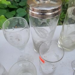 Etched CRYSTAL glasses And Set