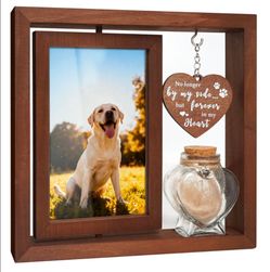 Pet Loss Memorial Gift – Wooden Photo Frame & Fur Jar Keepsake Dog/Cat