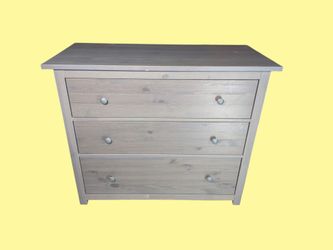 Gray Stained Wood 3-Drawer Dresser — Just Under 35" Tall