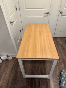 Wood Top Desk with White Legs