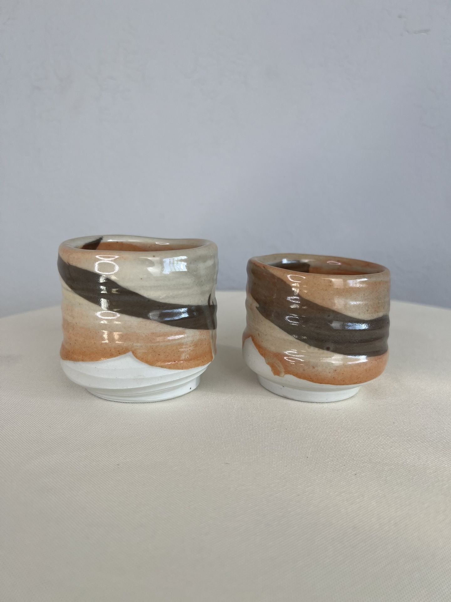 Vintage Mid Century Pottery Bowl Cups x2