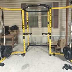 HulkFit Power Rack w/ Dual Pulley Towers, Lat Pulldown & Accessories – Heavy Duty