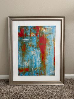 Large Framed Abstract Art Print - 36" x 30 "