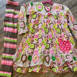 Jelly The Pug dress Tunic Leggings Set Girls Size 7