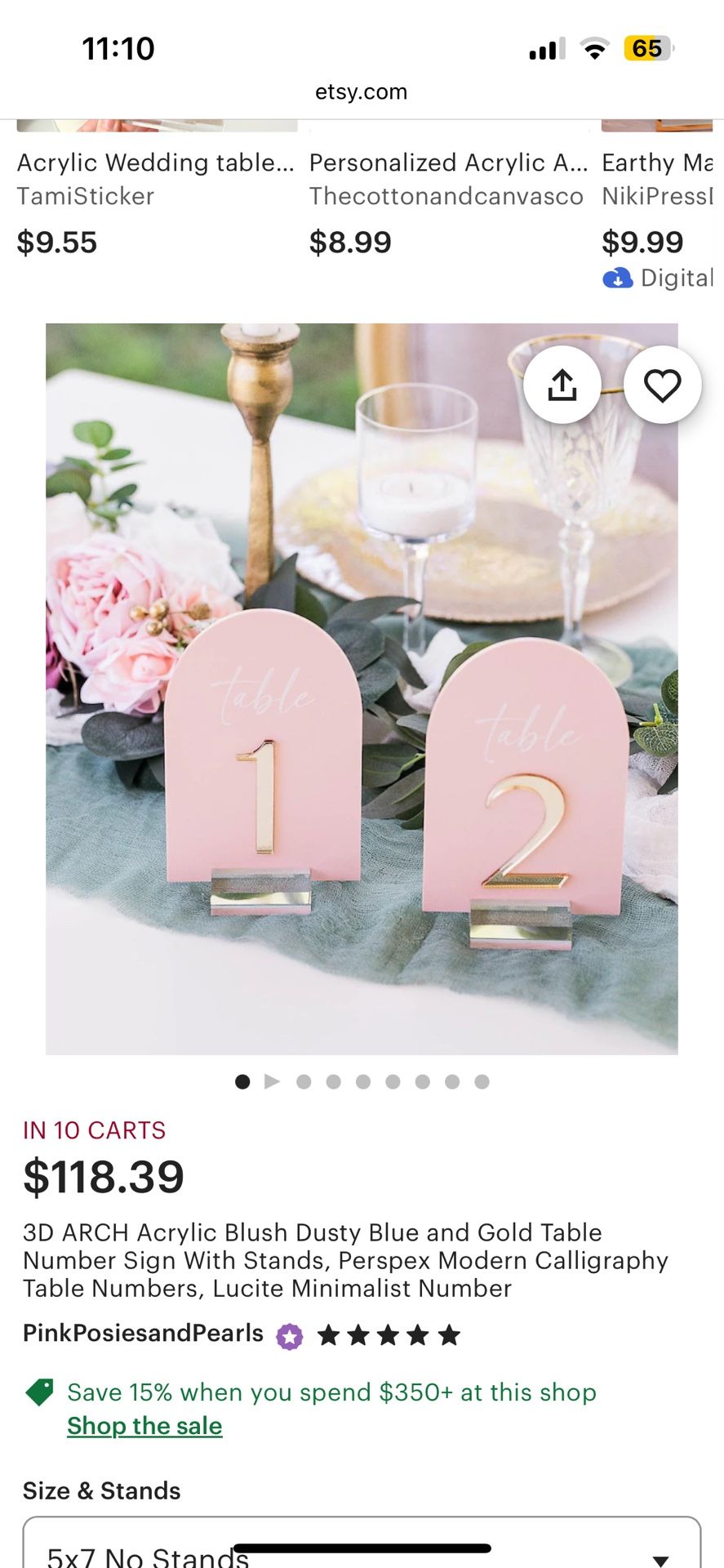 Pink White And Gold Table Numbers