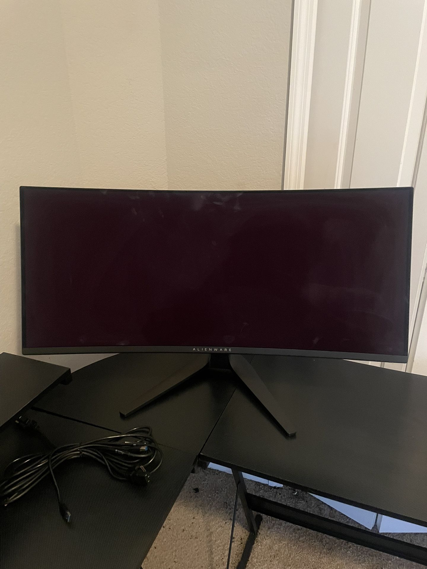 Alienware Curved Monitor and desk