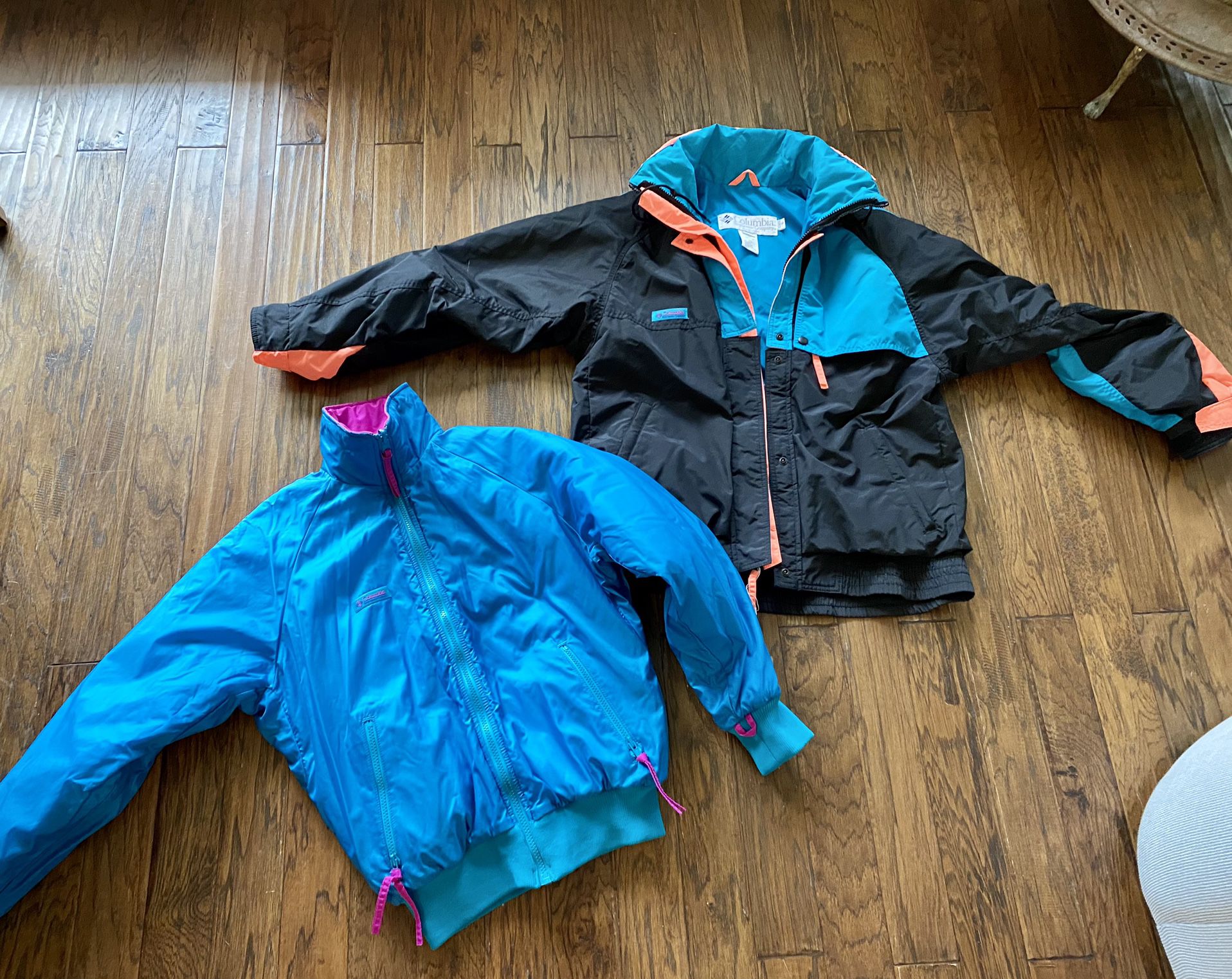 2 In 1 Womens Columbia Ski Jacket With Zip Out Reversible Liner Jacket   Retro Colors  Size Small 