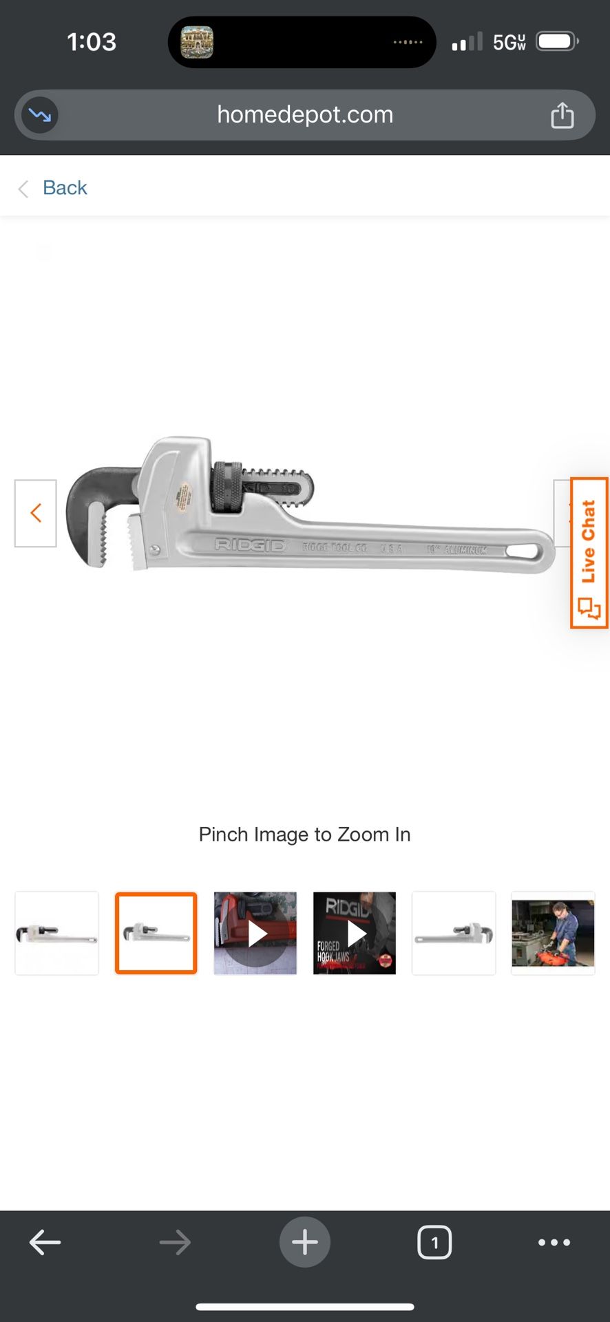 Ridgid Aluminum Pipe Wrench 