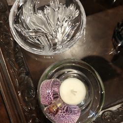 Mikasa  - Lilly Glass tray - Flower Orchid Tea light