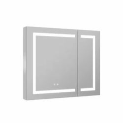 New-36 in. W x 30 in. H Rectangular Aluminum LED Recessed or Surface Mount Medicine Cabinet with Mirror,Adjustable Shelves