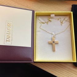 14k Gold Cross And Necklace 