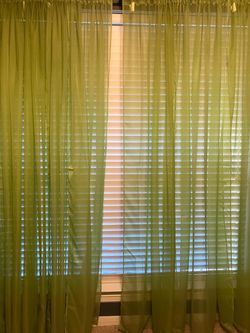 Green Sheer Rod Pocket Curtain Panels