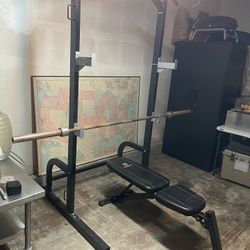 Squat Rack With Bench And Olympic Bar 