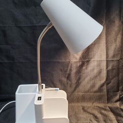 Task Lamp With  Organizer Room Essentials Flexible Neck USB Port & Outlet Dorm