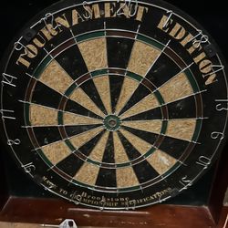 Brookstone Tournament Edition Dartboard With Cabinet