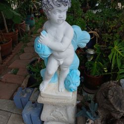 Cast Concrete Spring Cherub Garden Statue