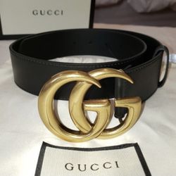 Women’s Gucci Belt Black Double G Gold Buckle 