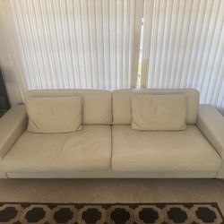 Norwegian Genuine White Leather Luxury Couch