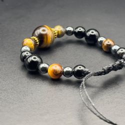 handmade bracelet Tiger's Eye & Turmaline & hematite 