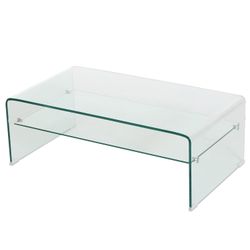 Christopher Knight Home Salim 12mm Tempered Glass Coffee Table, Clear, 39.5 in x 21.7 in x 14 in