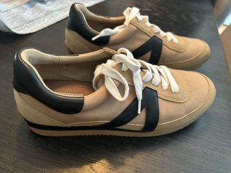 LOFT black and beige sneakers with black diagonal stripe size 9