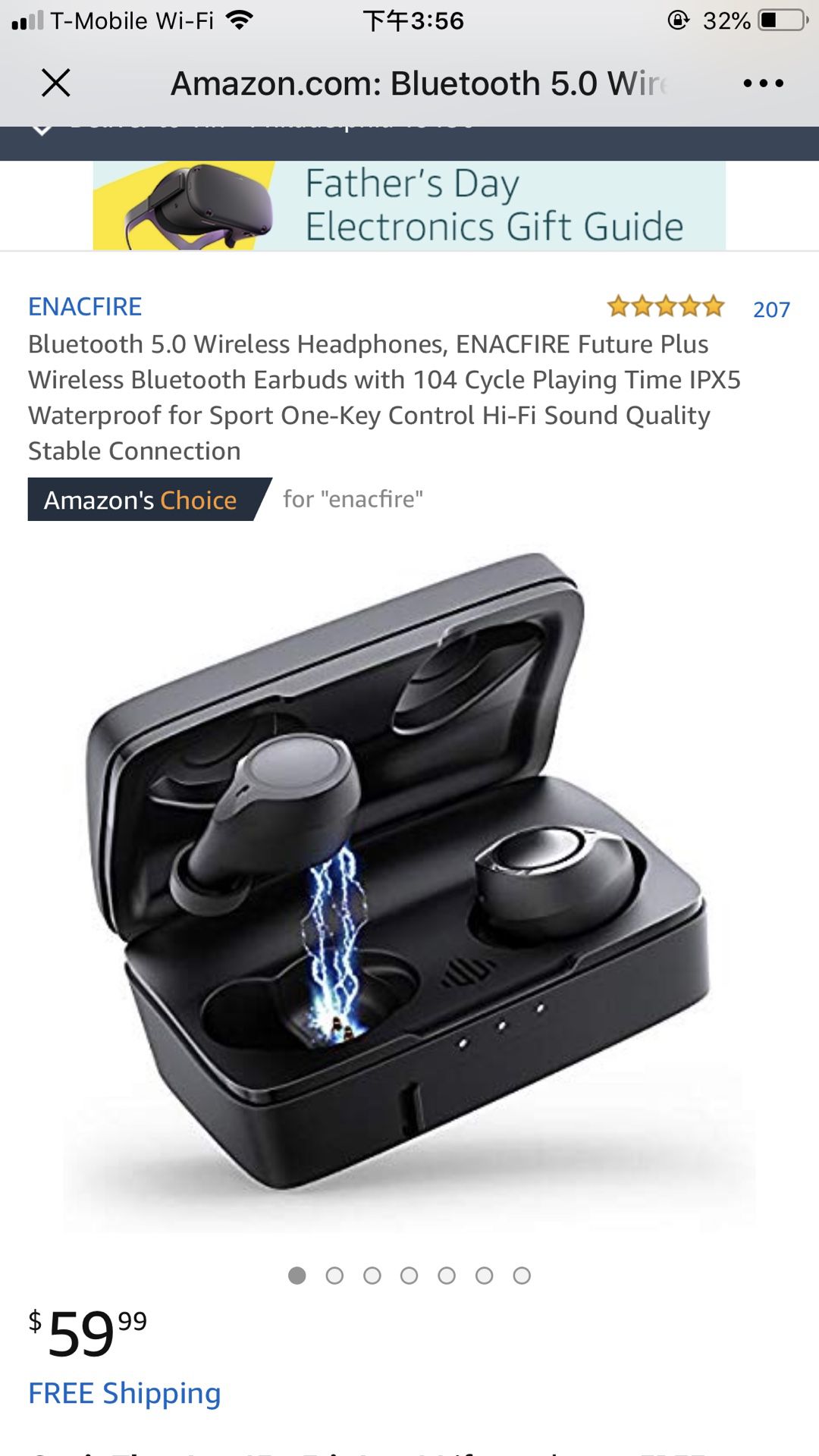Bluetooth 5.0 Wireless Headphones, ENACFIRE Future Plus Wireless Bluetooth Earbuds with 104 Cycle Playing Time IPX5 Waterproof for Sport One-Key Cont