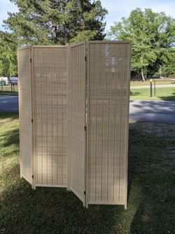 Bamboo Room Divider , 4 Panels Privacy Screen,72”H 17.7”W Per Panel