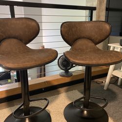Swivel Bar Stools w/ adjustable height & footrest (24”-32” height)