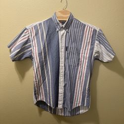 Men’s Large Vintage Chaps Ralph Lauren Multicolor Striped Short Sleeve Shirt