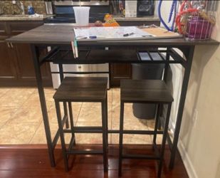 Bar Table Set with 2 Stools