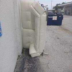 Cream Leather Couch 