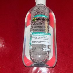 Garnier SkinActive Micellar Cleansing Water with Salicylic Acid; All-In-One PURIFYING: Cleanses + Removes Makeup: For Oily Acne-Prone Skin; 13.5 oz