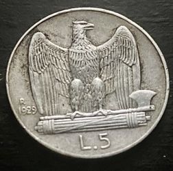 5 Lira 1929. Coin Of Italian