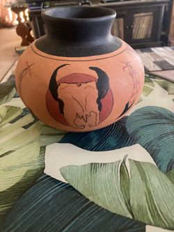 Signed Vintage  Hopi polychrome Red Slip pottery