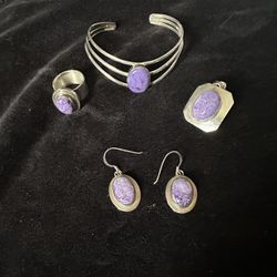 Sterling Silver Charoite Set