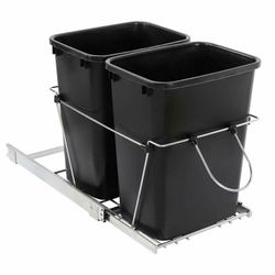 ZENY 35 Quart Kitchen Cabinet with Dual Pull Out Sliding Waste Bins Black