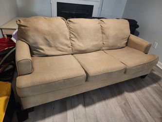 Beige 3-Cushion Sofa – Comfortable & Sturdy