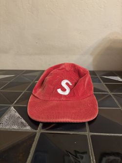 Red 6-panel Corduroy S Supreme hat