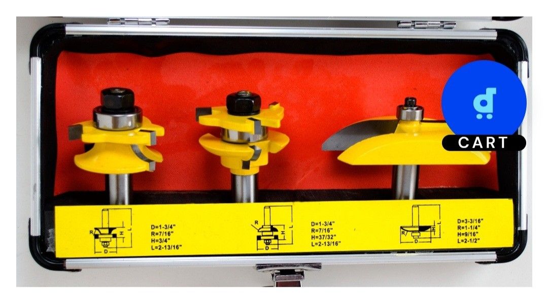 Grip 3 pc Kitchen Door Router Bit Set